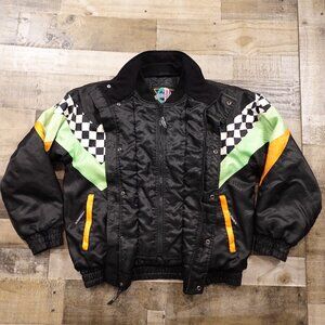 Cold Wave Vintage Ski Jacket Men’s M-S Black Green Checkered Insulated 90s